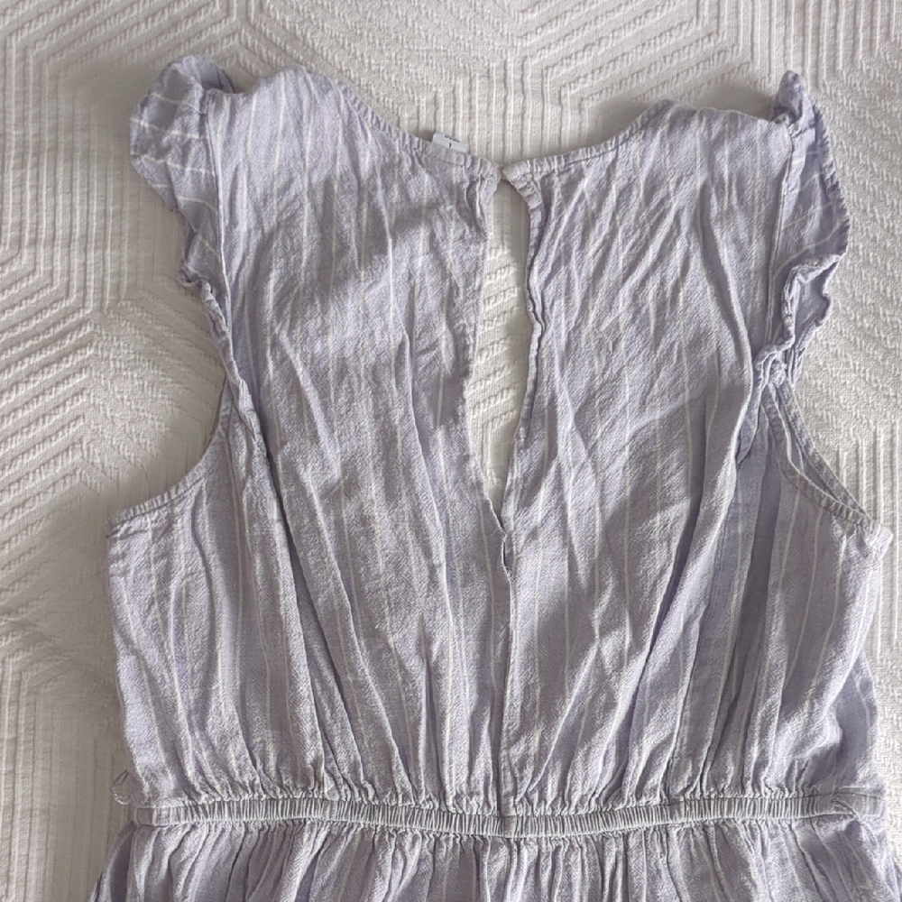 Old Navy Light Purple / Lavender Pinstripe Ruffled Jumpsuit - Picture 6 of 8